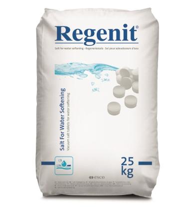 Prekės „Minkštinamoji druska vandens filtrams ESCO Regenit tabletėmis 25 kg“ paveikslėlis