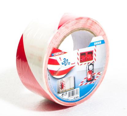 Prekės „Juosta žymėjimo GEKO PVC balta / raudona 50 mm x 30 m“ paveikslėlis