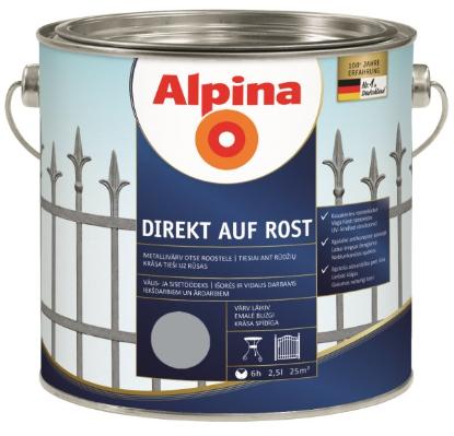 Prekės „Dažai antikoroziniai metalui Alpina Direkt auf Rost blizgūs RAL7040 2,5 l“ paveikslėlis