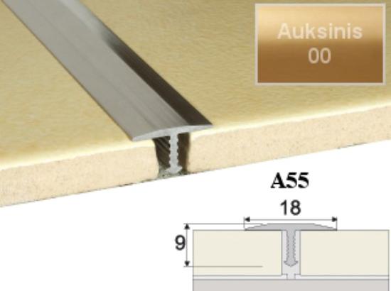 Prekės „Sujungimo profilis grindų dangai A55-00-300 aukso spalvos 18x9mm“ paveikslėlis