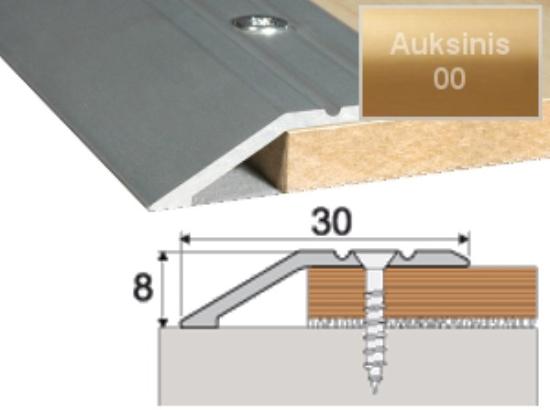 Prekės „Profilis sujungimo grindų A11 su nuolydžiu aukso spalvos imitacija 30 x 8 mm 2,7 m“ paveikslėlis
