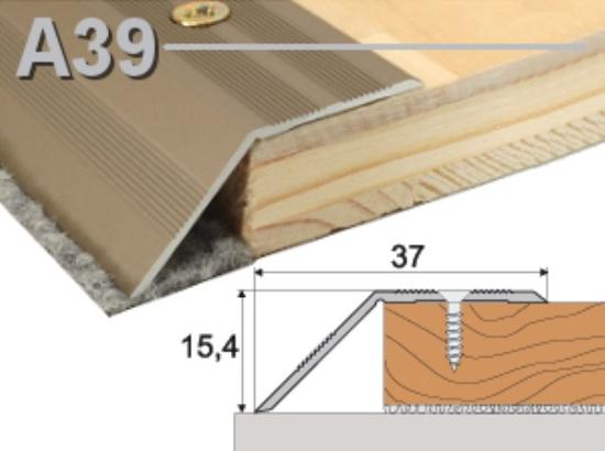 Prekės „Profilis sujungimo grindų A39 37x15mm aukso spalvos imitacija 180cm ilgio“ paveikslėlis