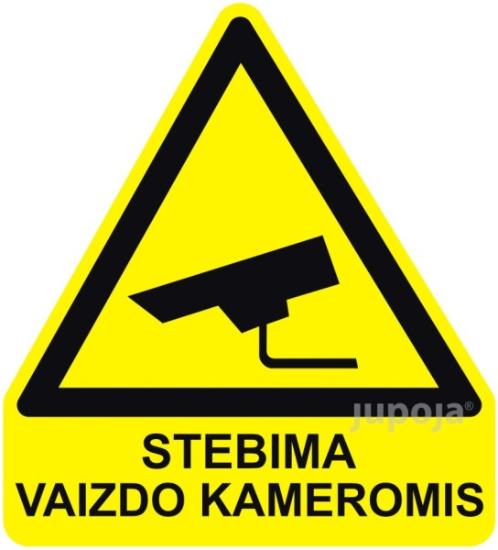 Prekės „Lipdukas informacinis "Stebima vaizdo kameromis" 125 x 140 mm“ paveikslėlis