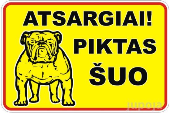 Prekės „Lipdukas informacinis "Atsargiai piktas šuo" 180 x 120 mm“ paveikslėlis