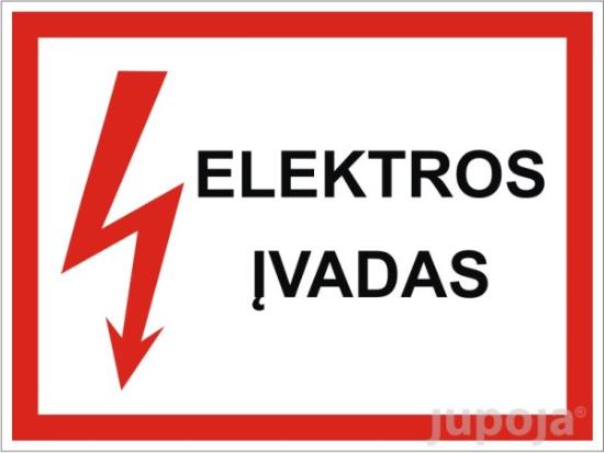 Prekės „Lipdukas informacinis "Elektros įvadas" 280 x 210 mm“ paveikslėlis