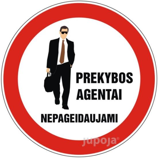 Prekės „Lipdukas informacinis "Prekybos agentai nepageidaujami" 130 x 130 mm“ paveikslėlis