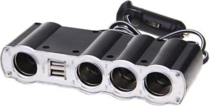 Prekės „Šakotuvas automobiliui 4 lizdų 2 USB 12V“ paveikslėlis