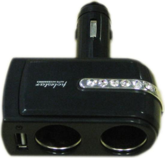 Prekės „Šakotuvas automobiliui Alburnus 2 lizdų / 1 USB 12V“ paveikslėlis