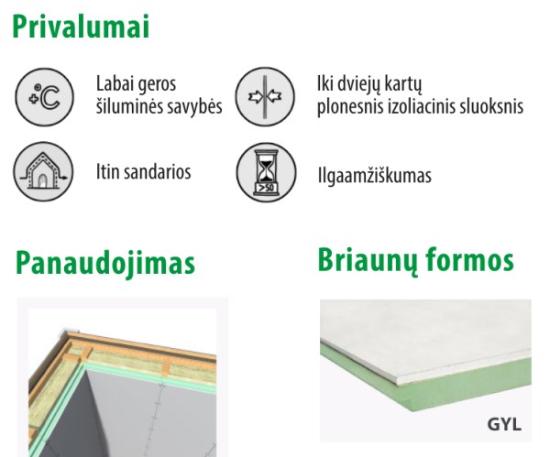 Prekės „Poliuretano plokštė FINNFOAM FF-PIR40 GYL, 40x600x2600 mm“ paveikslėlis