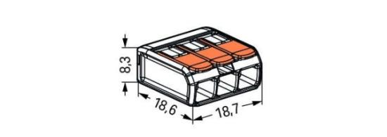 Prekės „Jungtis 3 laidų 3/0,02 x 4 mm 32A 5 vnt Wago“ paveikslėlis