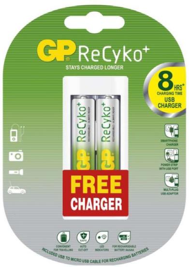 Prekės „Įkroviklis akumuliatorių Free GP U211, 2 x AA ReCyko“ paveikslėlis