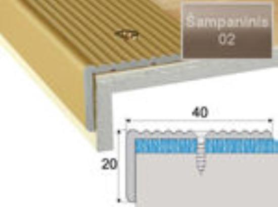 Prekės „Profilis laiptams A33-02 šampano spalvos imitacija 40 x 20 mm 2,7 m“ paveikslėlis