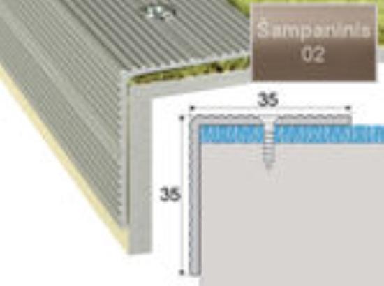 Prekės „Profilis laiptams A34-00 šampano spalvos imitacija 35 x 35 mm 2,7 m“ paveikslėlis