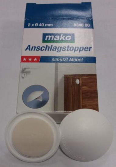 Prekės „Atrama durų lipni balta Ø 40 mm 2 vnt Mako“ paveikslėlis