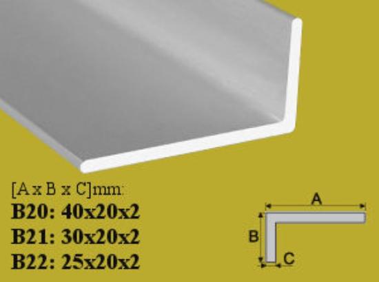 Prekės „Profilis kampinis aliuminis B20 40 x 20 mm 1 m“ paveikslėlis