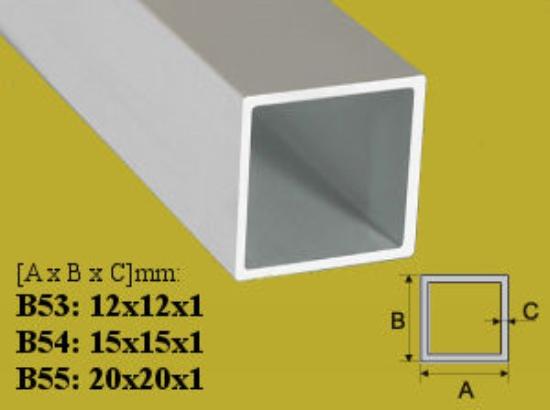 Prekės „Profilis vamzdis kvadratinis aliuminis B53 12 x 12 mm 1 m“ paveikslėlis