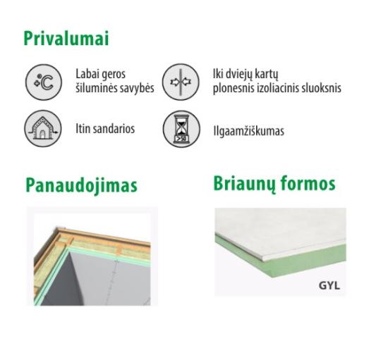 Prekės „Poliuretano plokštė FINNFOAM FF-PIR30 GYL, 30x600x2600 mm“ paveikslėlis