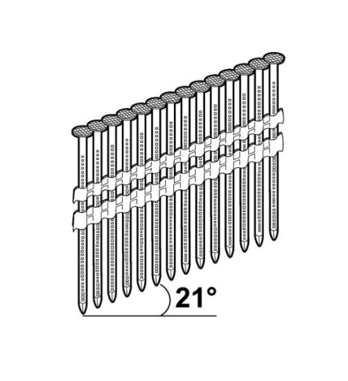 Prekės „Vinys pistoletui 3,1x90 mm 21° 1200 vnt juodos BL Essve 777475“ paveikslėlis