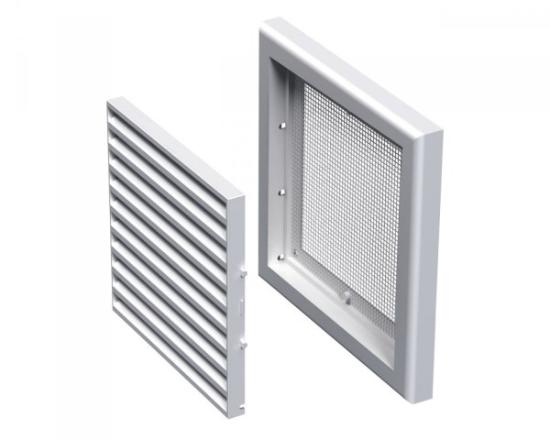 Prekės „Grotelės ventiliacinės su tinkleliu plastikinės 154 x 154 mm MV100S Vents“ paveikslėlis