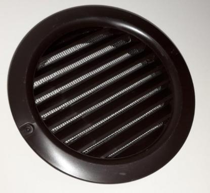 Prekės „Grotelės ventiliacinės su tinkleliu plastikinės d 100-118 / 100 mm rudos Vents“ paveikslėlis