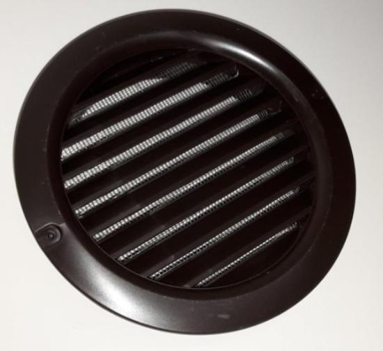 Prekės „Grotelės ventiliacinės su tinkleliu plastikinės d 100-118 / 100 mm rudos Vents“ paveikslėlis