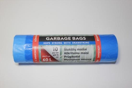 Prekės „Šiukšlių maišai HDPE 60 l 10 vnt / rul“ paveikslėlis
