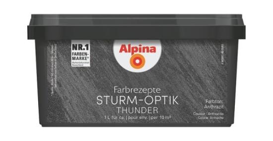 Prekės „Dažai dekoratyviniai Alpina Farbrezepte Sturm-Optik, Anthrazit 1 l“ paveikslėlis