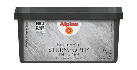 Prekės „Dažai dekoratyviniai Alpina Farbrezepte Sturm-Optik, Silber 1 l“ paveikslėlis