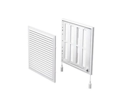 Prekės „Grotelės ventiliacinės plastikinės su rėmsliu ir žaliuzi 250 x 250 mm Vents“ paveikslėlis