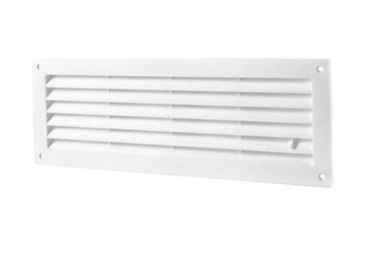 Prekės „Grotelės ventiliacinės plastikinės su žaliuzi 124 x 462 mm Vents“ paveikslėlis