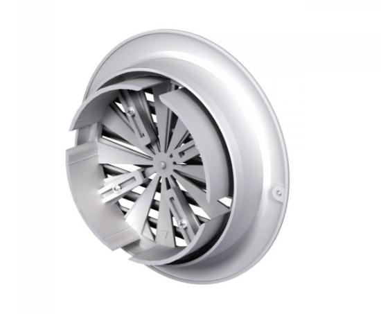 Prekės „Grotelės ventiliacinės plastikinės reguliuojamos d 100 - 125 / 160 mm baltos Vents“ paveikslėlis