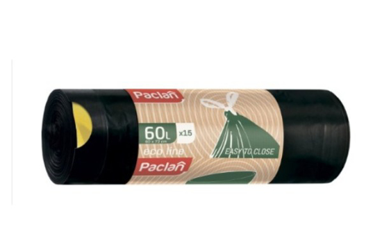 Prekės nuotrauka Maišai šiukšlėms Paclan ECOline 60Lx15 vnt.užrišami
