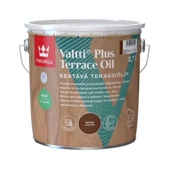 Prekės nuotrauka Impregnantas Tikkurila Valtti PlusTerrace Oil rudas YD 2,7 l