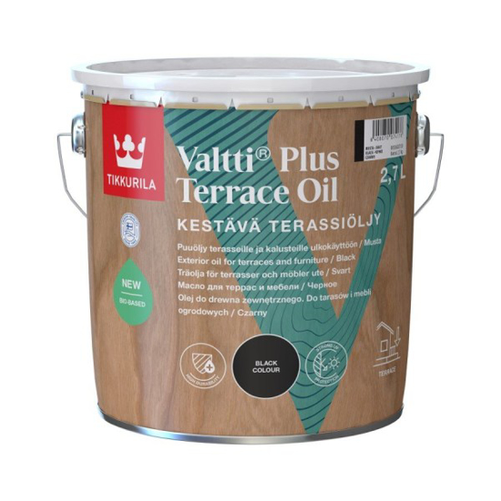Prekės nuotrauka Impregnantas Tikkurila Valtti PlusTerrace Oil juodas YD 2,7 l