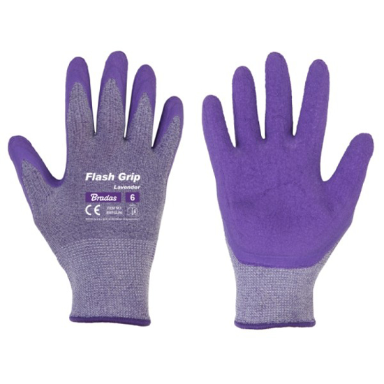 Prekės nuotrauka Pirštinės dengtos lateksu Flash Grip Lavender 7 Bradas