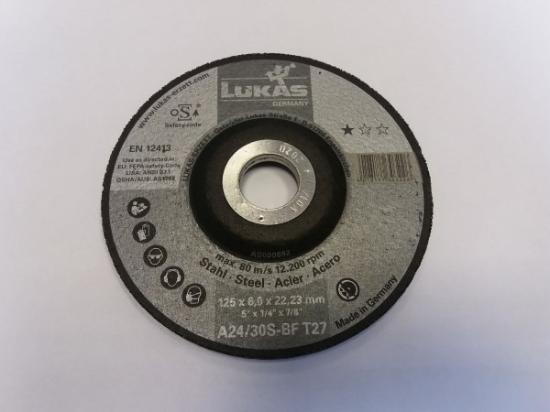 Prekės „Diskas šlifavimui metalo 125 x 6 x 22,23 mm Lukas“ paveikslėlis