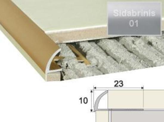 Prekės „Profilis plytelių užbaigimo A53-10-3000 sidabrinės spalvos imitacija 10 mm x 3 m“ paveikslėlis