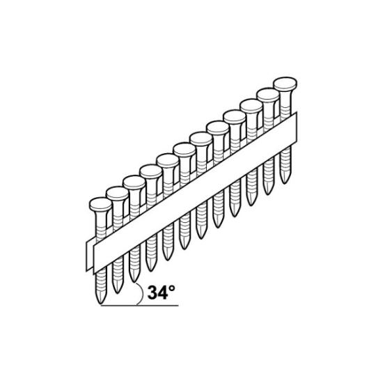 Prekės „Vinys pistoletui 4x40 mm 34° rievėtos FZB 1200 vnt Essve juostose 777690“ paveikslėlis