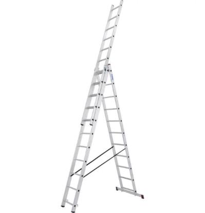 Prekės „Kopėčios aliuminės universalios 3 dalių 10 pakopų 2,80 x 6,15 m Krause Corda 010407“ paveikslėlis