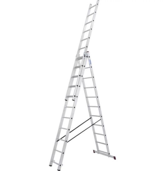 Prekės „Kopėčios aliuminės universalios 3 dalių 10 pakopų 2,80 x 6,15 m Krause Corda 010407“ paveikslėlis