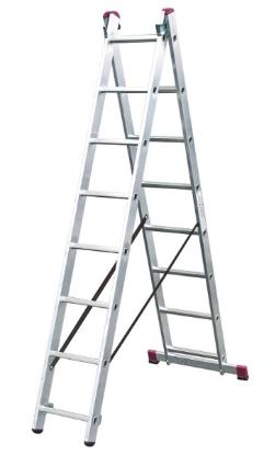 Prekės „Kopėčios aliuminės 2 x 9 pakopų 3,9 x 4,15 x 5,5 m universalios Krause Corda 010292“ paveikslėlis