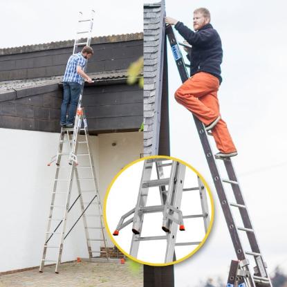Prekės „Kopėčios aliuminės universalios 3 dalių 12 pakopų 3,55 x 8,60 m Krause Tribilo 120625“ paveikslėlis