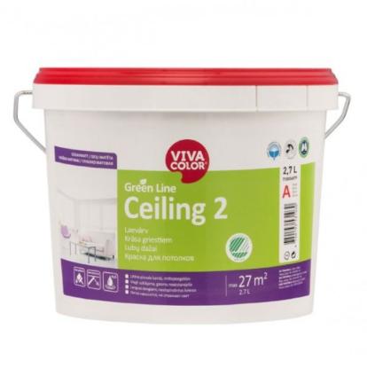 Prekės „Dažai visiškai matiniai lubų VIVACOLOR GL CEILING 2 A  balti 2,7 l“ paveikslėlis