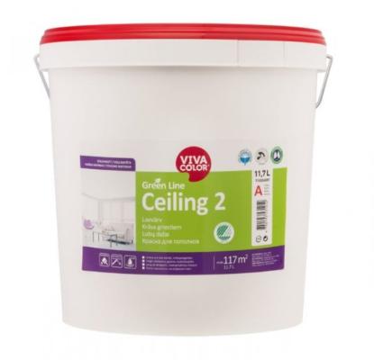 Prekės „Dažai visiškai matiniai lubų VIVACOLOR GL CEILING 2 A  balti 11,7 l“ paveikslėlis