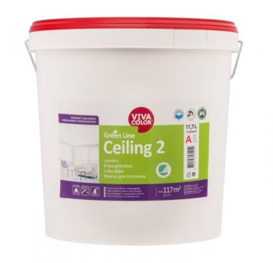 Prekės „Dažai visiškai matiniai lubų VIVACOLOR GL CEILING 2 A  balti 11,7 l“ paveikslėlis