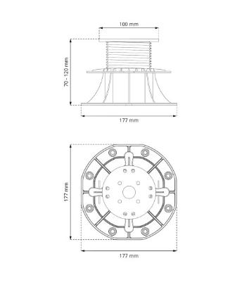 Prekės „Pjedestalas terasai reguliuojamas 70-120 mm plastikinis DDP03“ paveikslėlis
