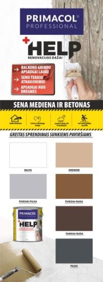 Prekės „Dažai medienai ir betonui - renovacijai PRIMACOL HELP šviesiai pilka 2,5 l“ paveikslėlis