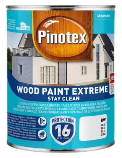 Prekės „Medinių fasadų dažai PINOTEX WOOD PAINT EXTREME, 2,5 l, BW bazė, baltos spalvos“ paveikslėlis
