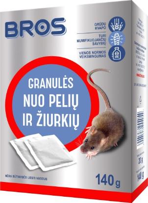 Prekės „Granulės nuo pelių ir žiurkių, graužikų 140 g Bros“ paveikslėlis