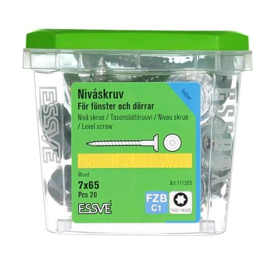 Prekės „Sraigtas staktos lygiui reguliuoti 7x65 mm T30 Programa Essve 9111306“ paveikslėlis